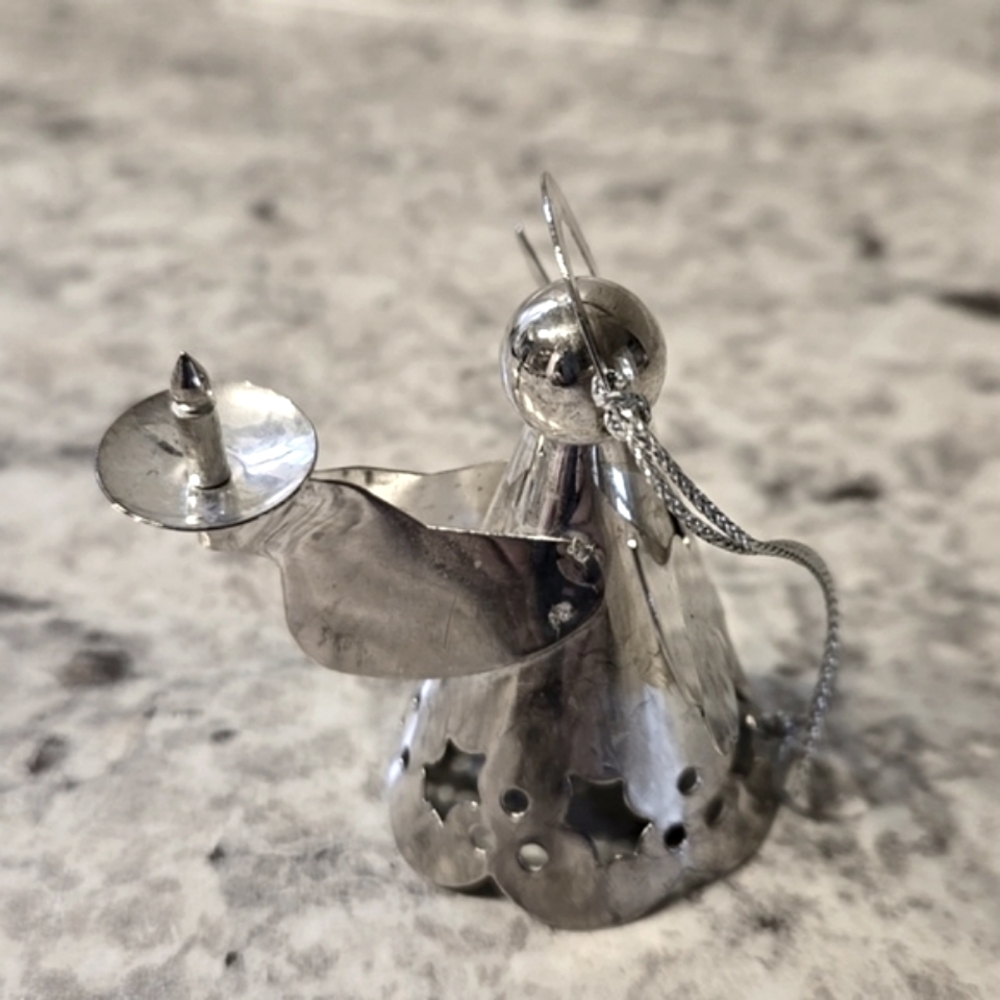 Vintage International Silver Co. Silver Plated Angel Ornament Holding A Candle
